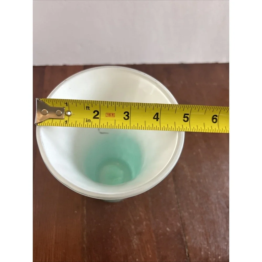 Vintage Libbey Ombré Teal/White Frosted Vase 8